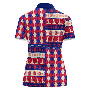 Afro Haiti Christmas Women Polo Shirt Jwaye Nowe Neg Marron With Coat Of Arms - African Pride