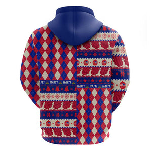 Afro Haiti Christmas Zip Hoodie Jwaye Nowe Neg Marron With Coat Of Arms - African Pride