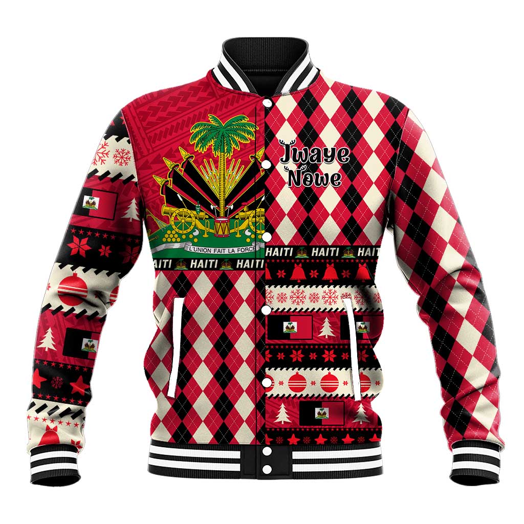 Afro Haiti 1964 Christmas Baseball Jacket Jwaye Nowe Neg Marron With Coat Of Arms - African Pride