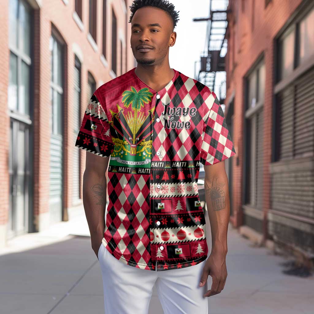 Afro Haiti 1964 Christmas Baseball Jersey Jwaye Nowe Neg Marron With Coat Of Arms - African Pride