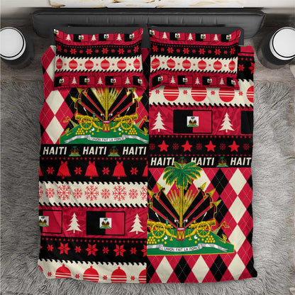 Afro Haiti 1964 Christmas Bedding Set Jwaye Nowe Neg Marron With Coat Of Arms - African Pride