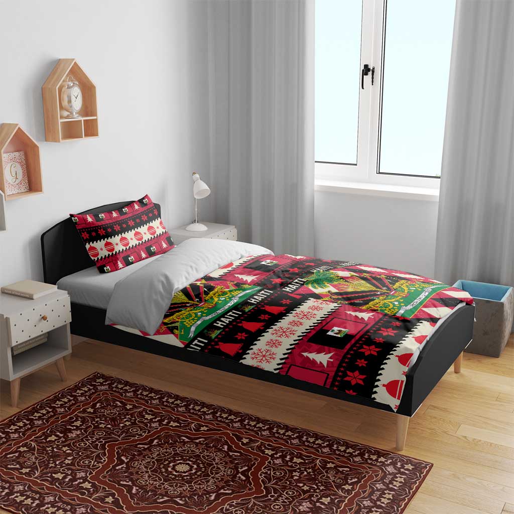 Afro Haiti 1964 Christmas Bedding Set Jwaye Nowe Neg Marron With Coat Of Arms - African Pride