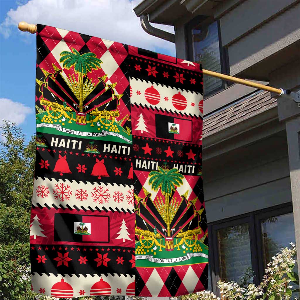 Afro Haiti 1964 Christmas Garden Flag Jwaye Nowe Neg Marron With Coat Of Arms - African Pride