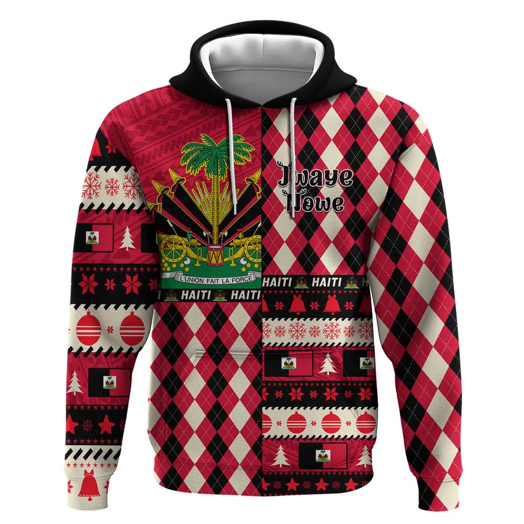 Afro Haiti 1964 Christmas Hoodie Jwaye Nowe Neg Marron With Coat Of Arms - African Pride