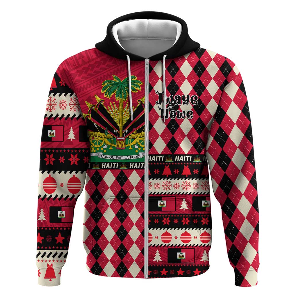 Afro Haiti 1964 Christmas Hoodie Jwaye Nowe Neg Marron With Coat Of Arms - African Pride