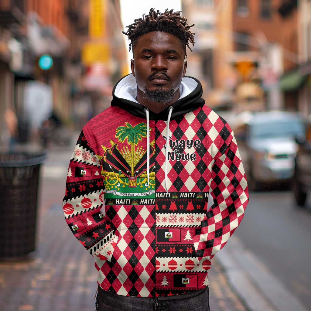 Afro Haiti 1964 Christmas Hoodie Jwaye Nowe Neg Marron With Coat Of Arms - African Pride