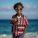 Afro Haiti 1964 Christmas Kid Hawaiian Shirt Jwaye Nowe Neg Marron With Coat Of Arms - African Pride