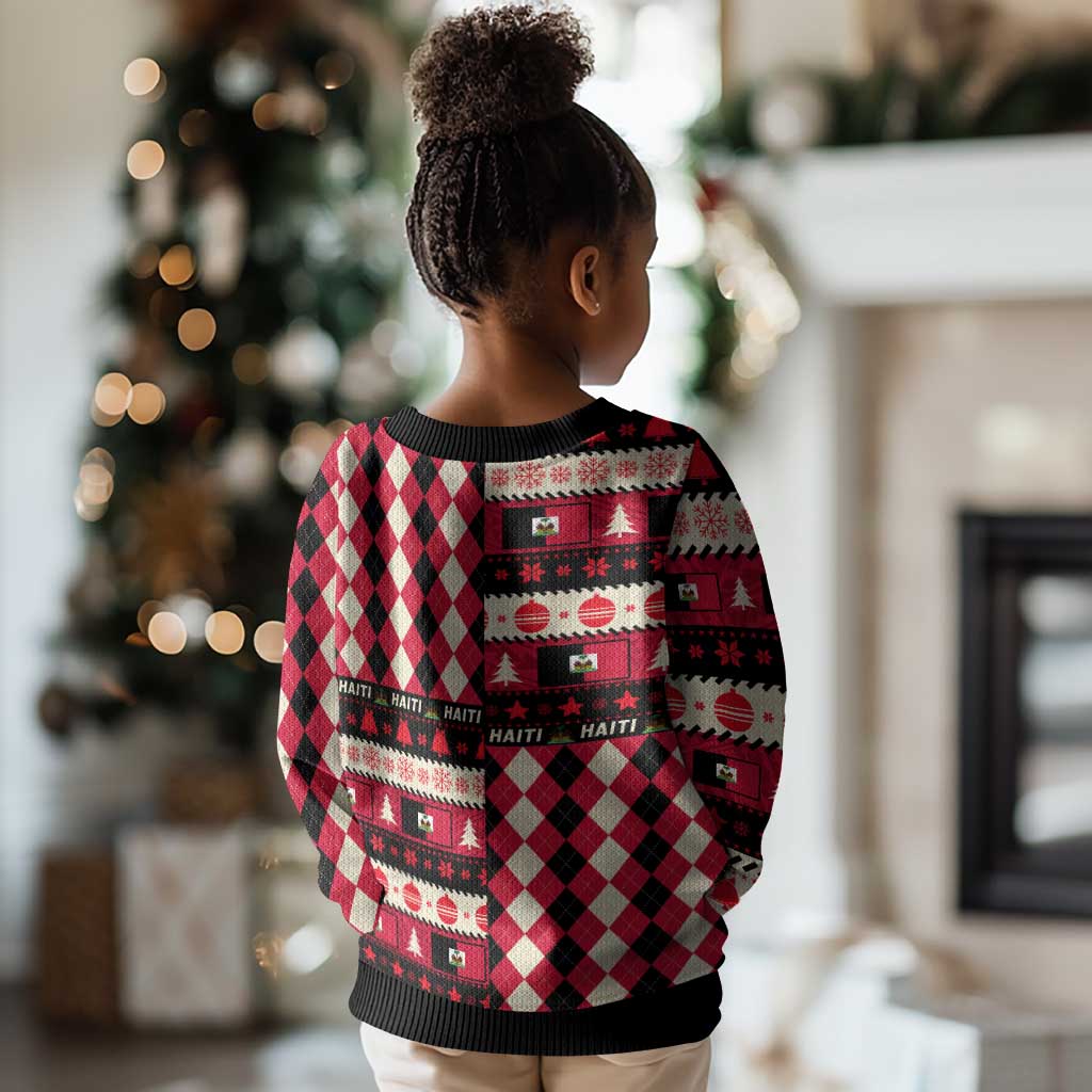 Afro Haiti Christmas 1964 Christmas Kid Ugly Christmas Sweater Jwaye Nowe Neg Marron With Coat Of Arms - African Pride