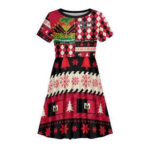 Afro Haiti 1964 Christmas Kid Short Sleeve Dress Jwaye Nowe Neg Marron With Coat Of Arms - African Pride
