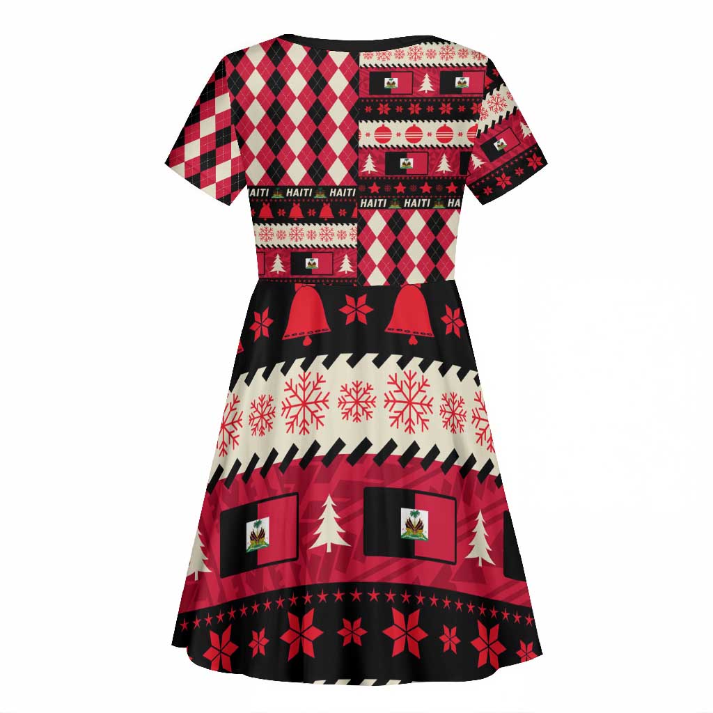 Afro Haiti 1964 Christmas Kid Short Sleeve Dress Jwaye Nowe Neg Marron With Coat Of Arms - African Pride