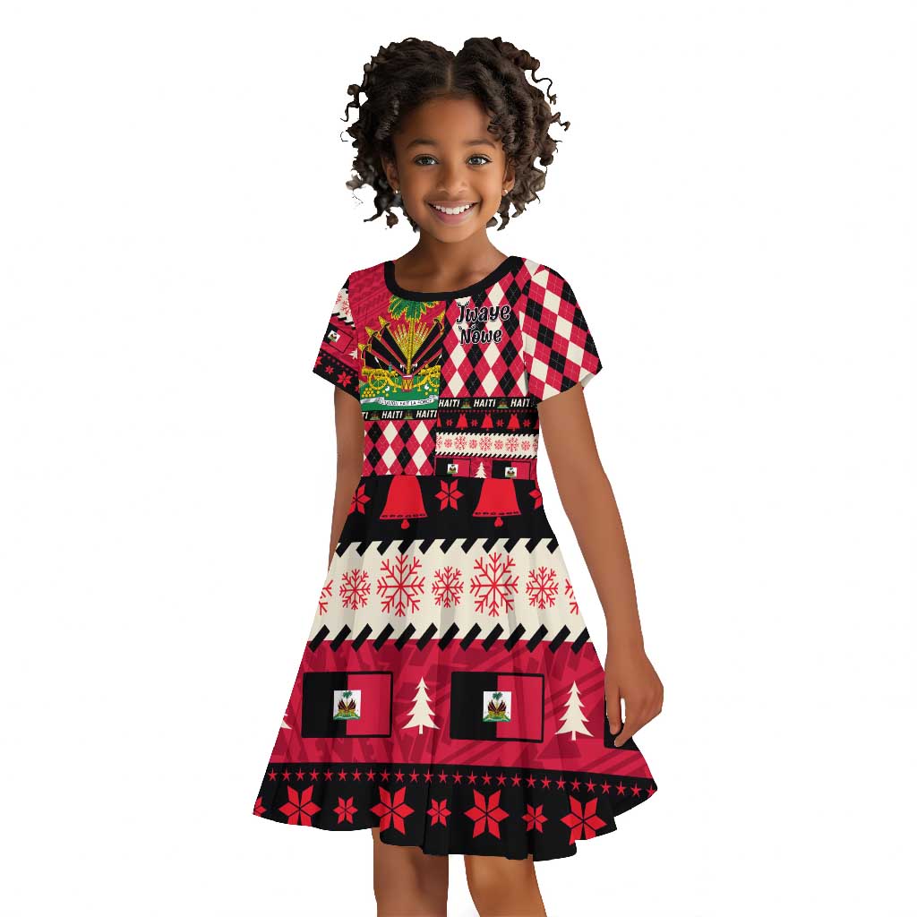 Afro Haiti 1964 Christmas Kid Short Sleeve Dress Jwaye Nowe Neg Marron With Coat Of Arms - African Pride