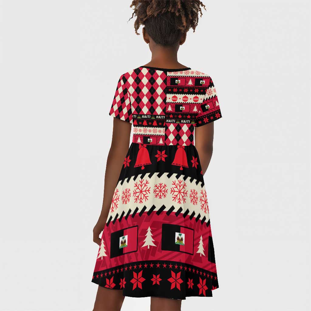 Afro Haiti 1964 Christmas Kid Short Sleeve Dress Jwaye Nowe Neg Marron With Coat Of Arms - African Pride