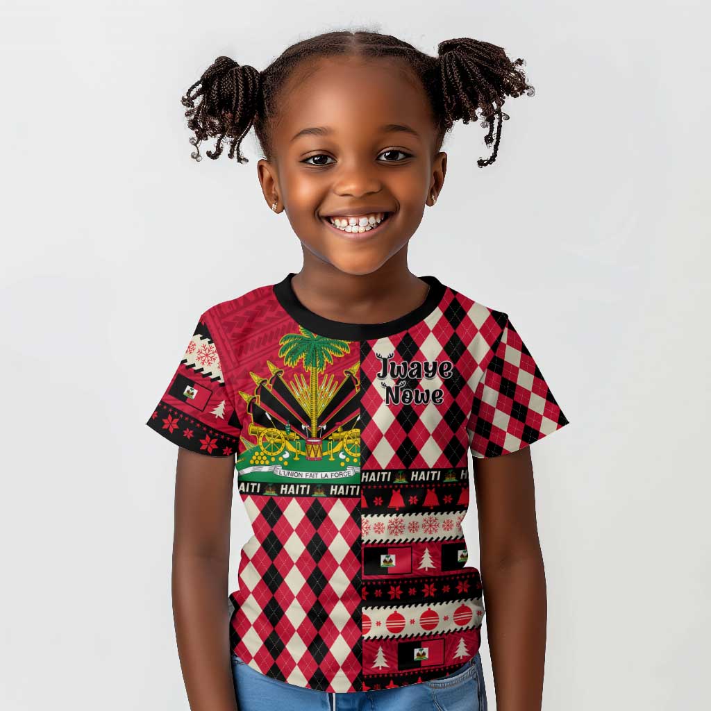 Afro Haiti 1964 Christmas Kid T shirt Jwaye Nowe Neg Marron With Coat Of Arms - African Pride