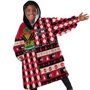 Afro Haiti 1964 Christmas Kid Wearable Blanket Hoodie Jwaye Nowe Neg Marron With Coat Of Arms - African Pride