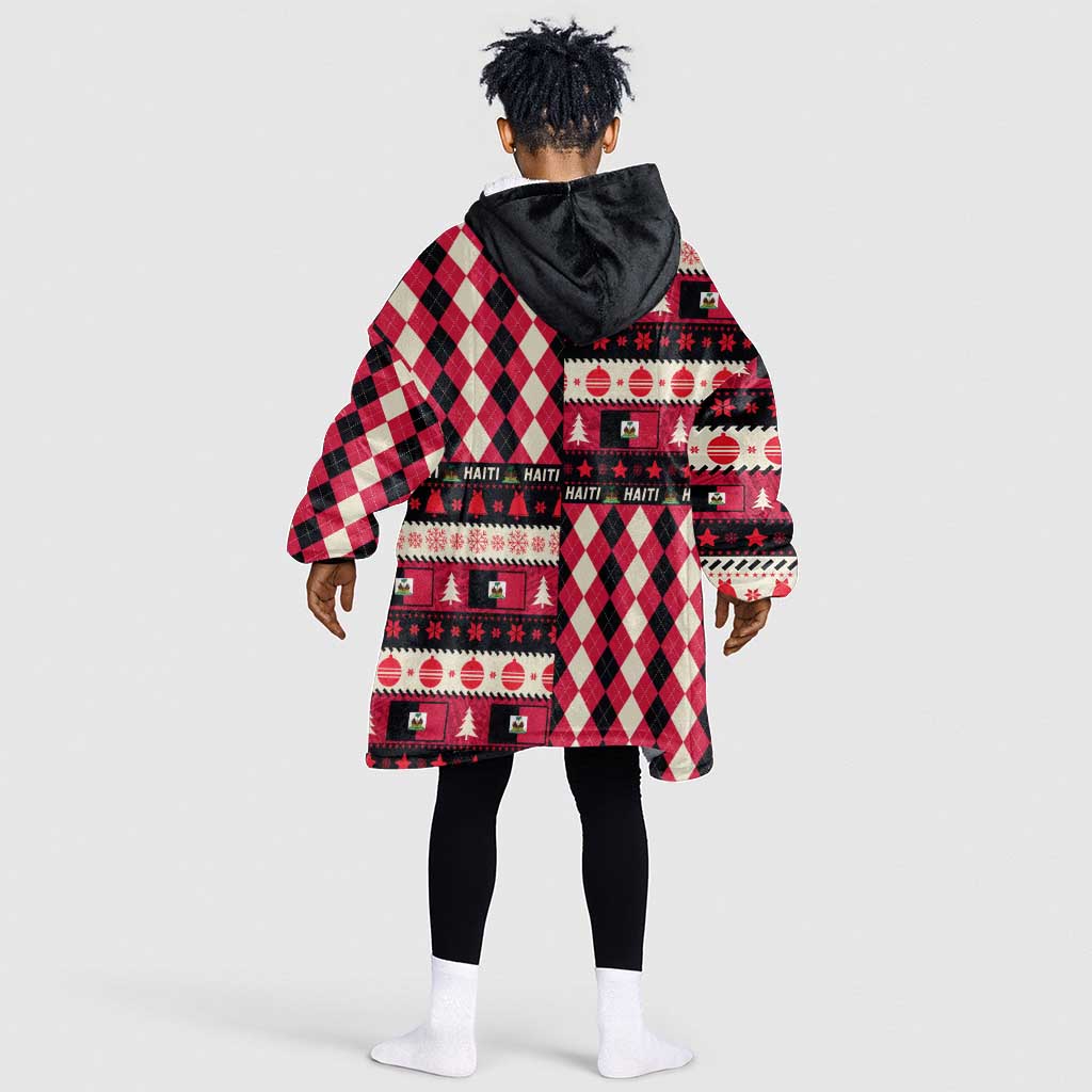 Afro Haiti 1964 Christmas Kid Wearable Blanket Hoodie Jwaye Nowe Neg Marron With Coat Of Arms - African Pride