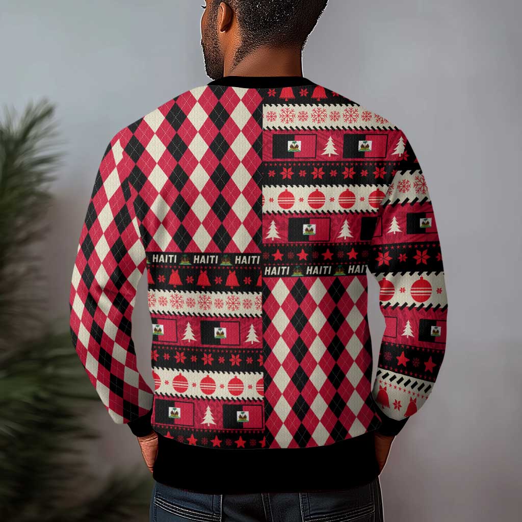 Afro Haiti Christmas 1964 Christmas Ugly Christmas Sweater Jwaye Nowe Neg Marron With Coat Of Arms - African Pride
