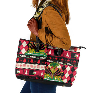 Afro Haiti 1964 Christmas Leather Tote Bag Jwaye Nowe Neg Marron With Coat Of Arms - African Pride