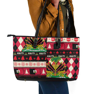 Afro Haiti 1964 Christmas Leather Tote Bag Jwaye Nowe Neg Marron With Coat Of Arms - African Pride