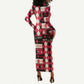 Afro Haiti 1964 Christmas Long Sleeve Bodycon Dress Jwaye Nowe Neg Marron With Coat Of Arms - African Pride