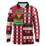 Afro Haiti 1964 Christmas Long Sleeve Polo Shirt Jwaye Nowe Neg Marron With Coat Of Arms - African Pride