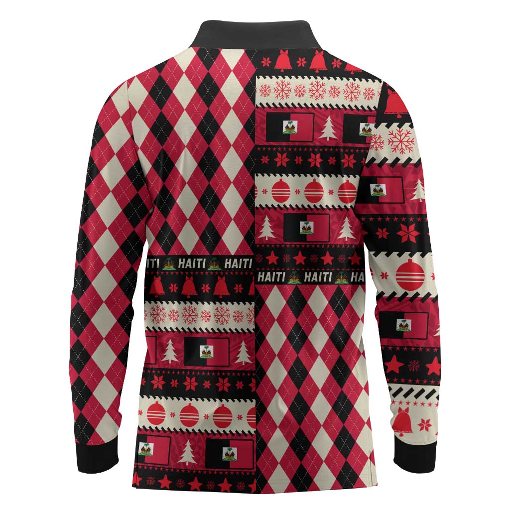 Afro Haiti 1964 Christmas Long Sleeve Polo Shirt Jwaye Nowe Neg Marron With Coat Of Arms - African Pride