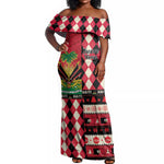 Afro Haiti 1964 Christmas Off Shoulder Maxi Dress Jwaye Nowe Neg Marron With Coat Of Arms - African Pride