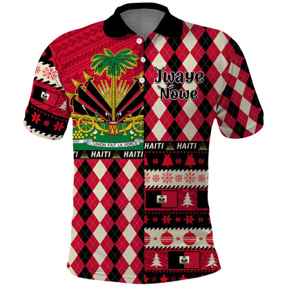 Afro Haiti 1964 Christmas Polo Shirt Jwaye Nowe Neg Marron With Coat Of Arms - African Pride