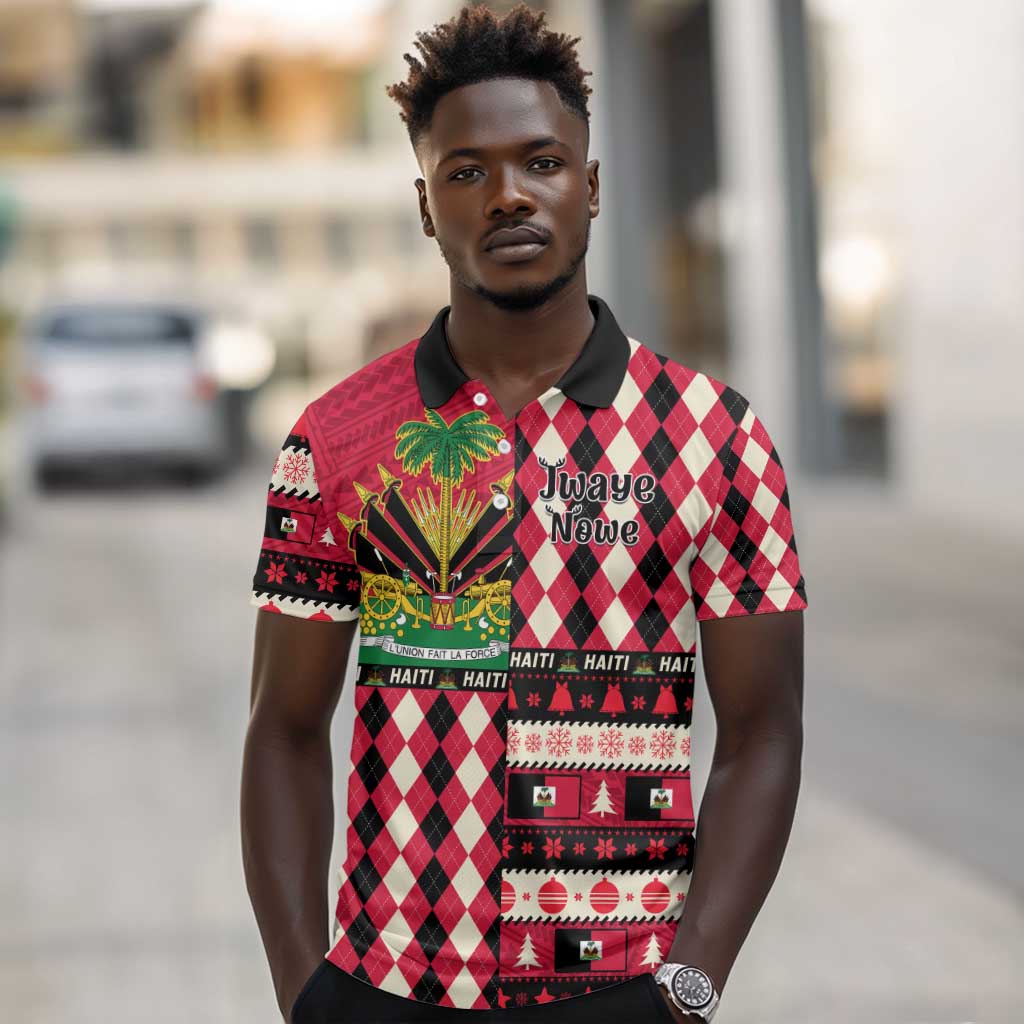 Afro Haiti 1964 Christmas Polo Shirt Jwaye Nowe Neg Marron With Coat Of Arms - African Pride