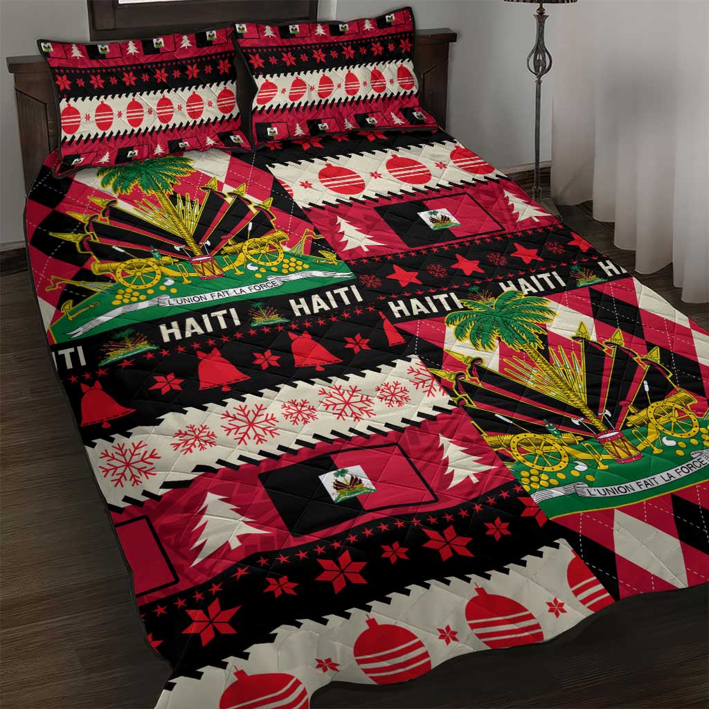 Afro Haiti 1964 Christmas Quilt Bed Set Jwaye Nowe Neg Marron With Coat Of Arms - African Pride