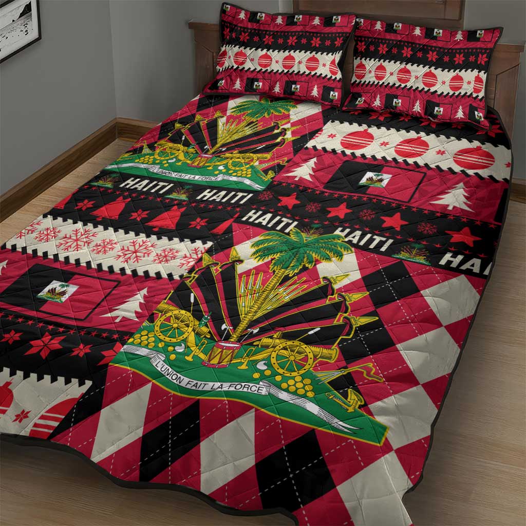 Afro Haiti 1964 Christmas Quilt Bed Set Jwaye Nowe Neg Marron With Coat Of Arms - African Pride