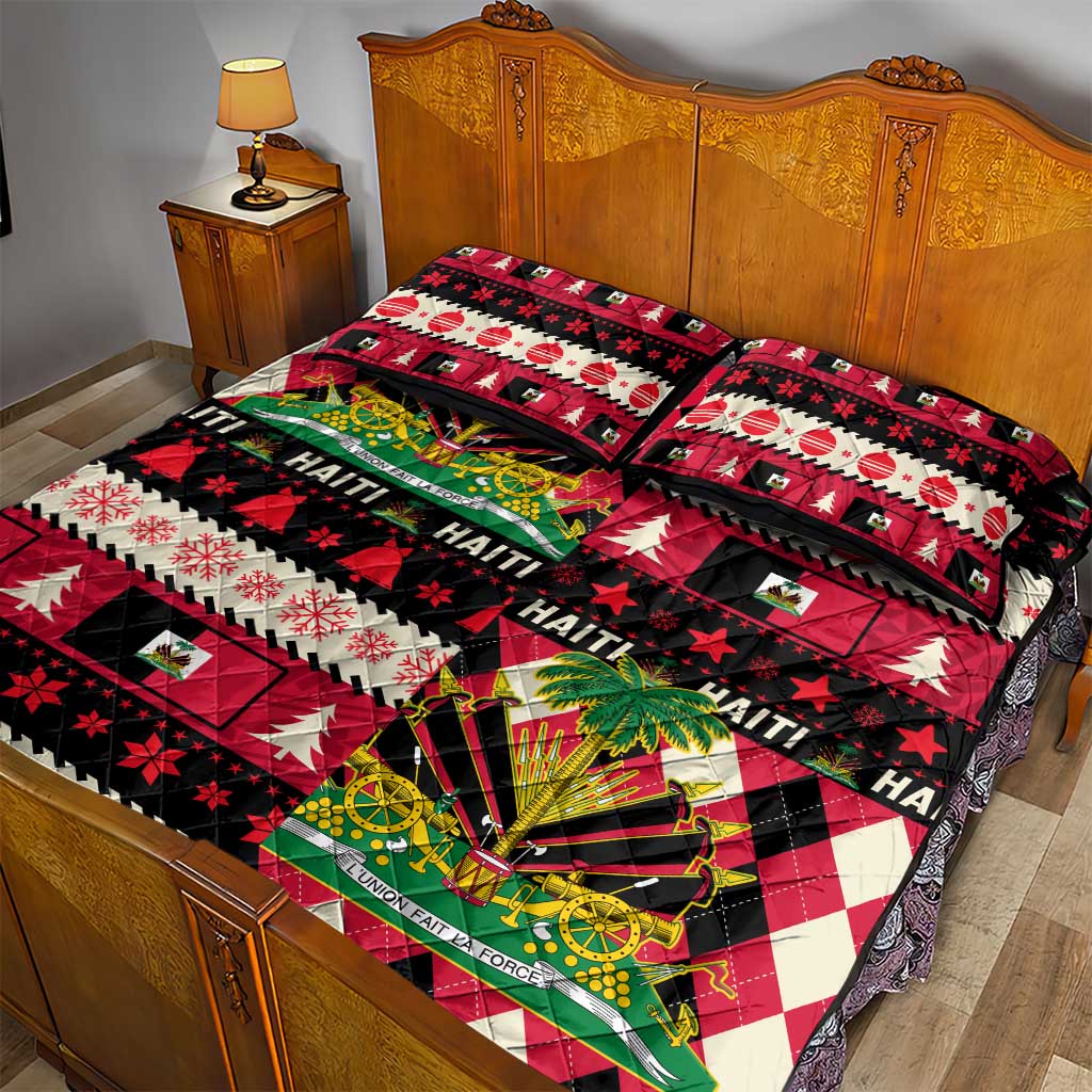 Afro Haiti 1964 Christmas Quilt Bed Set Jwaye Nowe Neg Marron With Coat Of Arms - African Pride