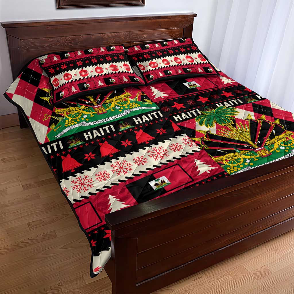 Afro Haiti 1964 Christmas Quilt Bed Set Jwaye Nowe Neg Marron With Coat Of Arms - African Pride