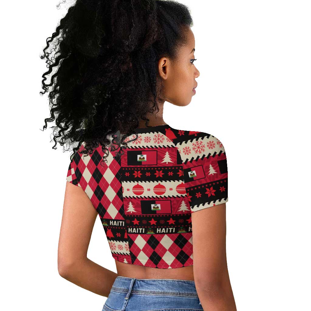 Afro Haiti 1964 Christmas Raglan Cropped T shirt Jwaye Nowe Neg Marron With Coat Of Arms - African Pride
