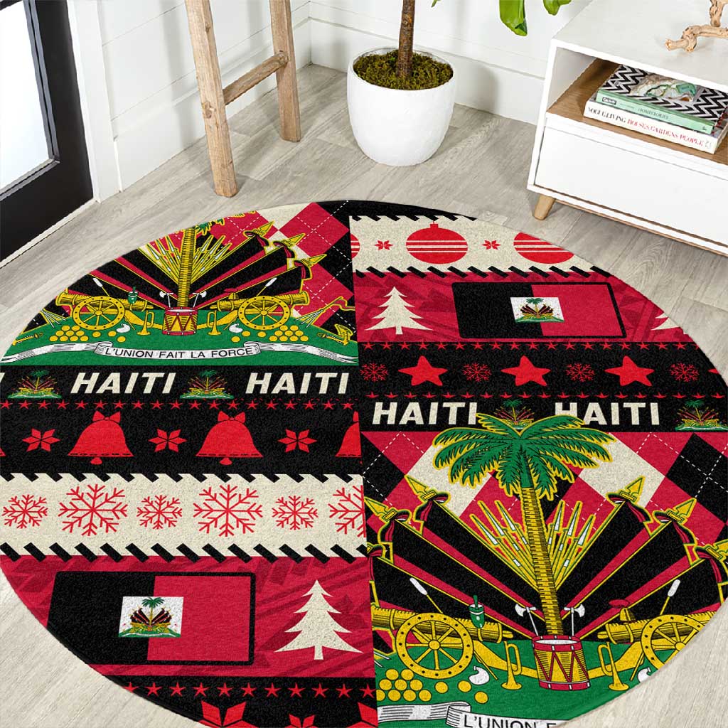 Afro Haiti 1964 Christmas Round Carpet Jwaye Nowe Neg Marron With Coat Of Arms - African Pride