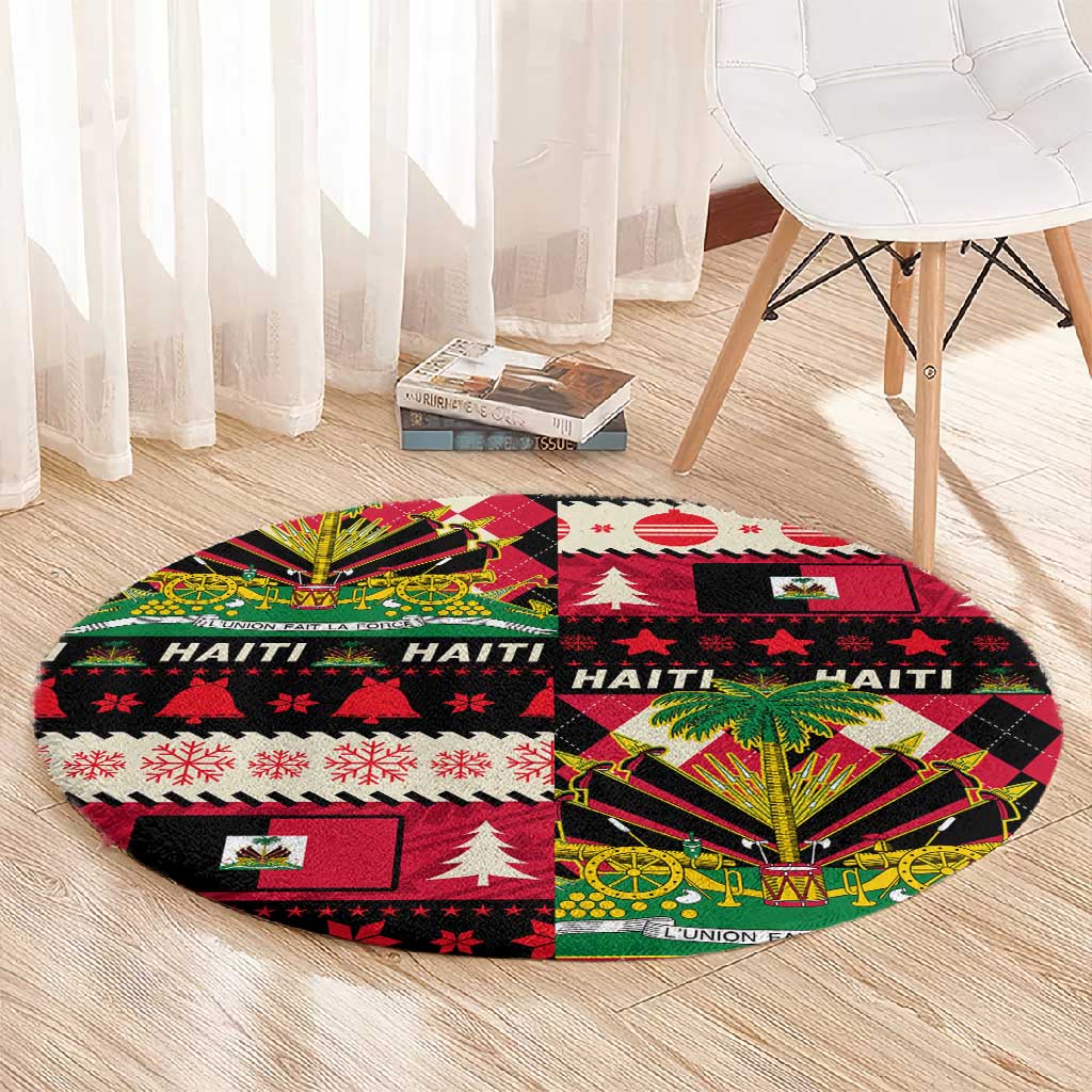 Afro Haiti 1964 Christmas Round Carpet Jwaye Nowe Neg Marron With Coat Of Arms - African Pride