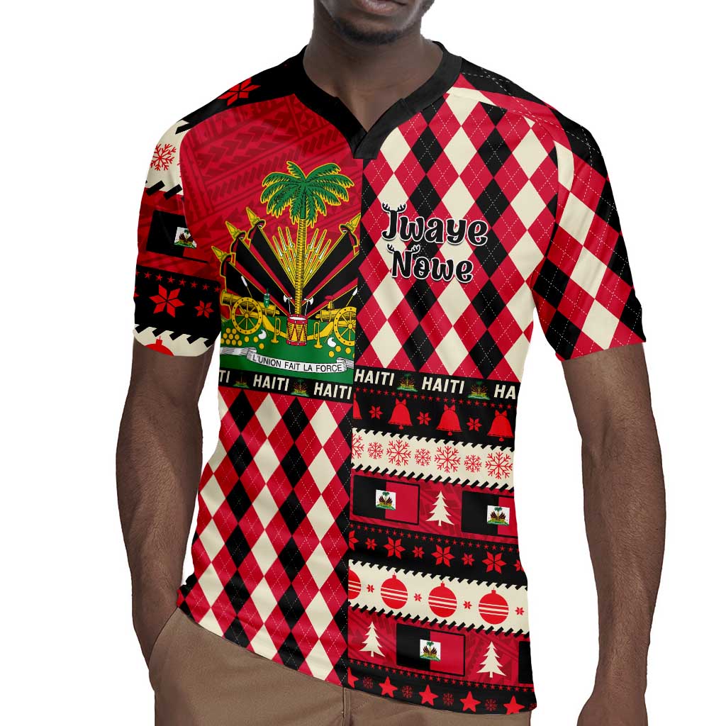Afro Haiti 1964 Christmas Rugby Jersey Jwaye Nowe Neg Marron With Coat Of Arms - African Pride