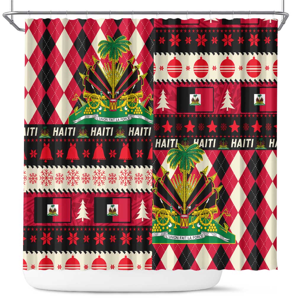 Afro Haiti 1964 Christmas Shower Curtain Jwaye Nowe Neg Marron With Coat Of Arms - African Pride