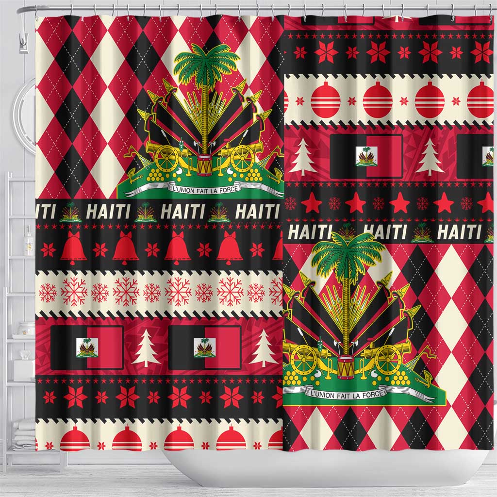 Afro Haiti 1964 Christmas Shower Curtain Jwaye Nowe Neg Marron With Coat Of Arms - African Pride