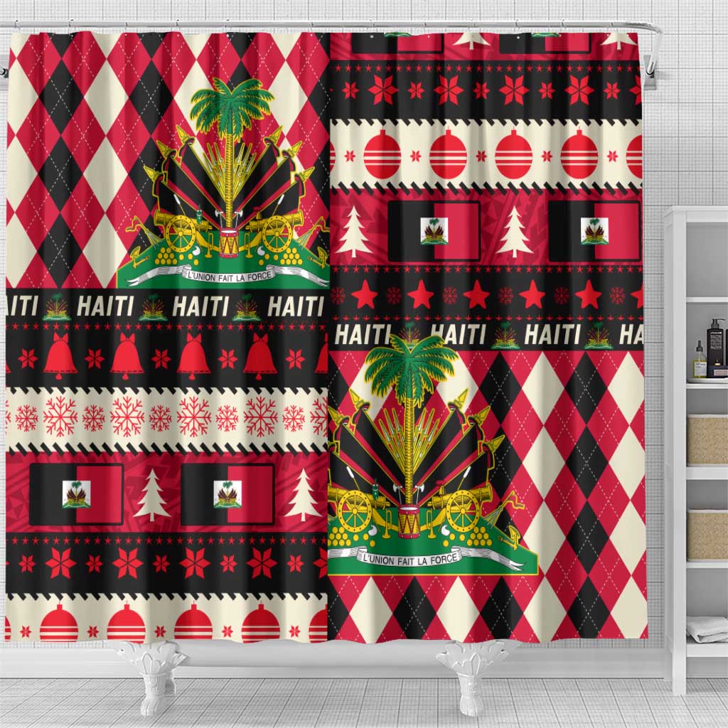 Afro Haiti 1964 Christmas Shower Curtain Jwaye Nowe Neg Marron With Coat Of Arms - African Pride