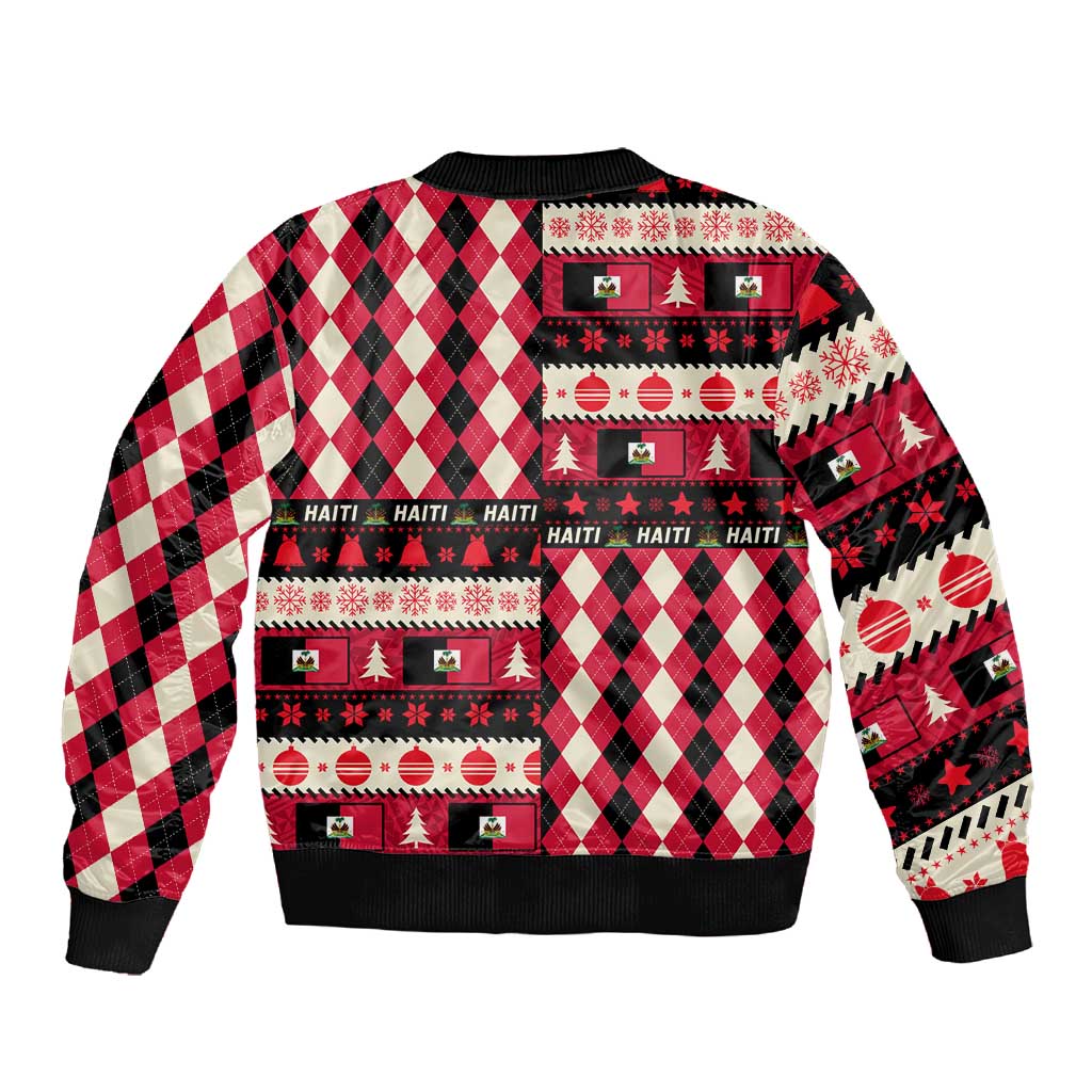 Afro Haiti 1964 Christmas Sleeve Zip Bomber Jacket Jwaye Nowe Neg Marron With Coat Of Arms - African Pride