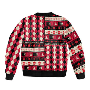 Afro Haiti 1964 Christmas Sleeve Zip Bomber Jacket Jwaye Nowe Neg Marron With Coat Of Arms - African Pride