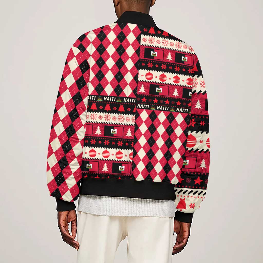 Afro Haiti 1964 Christmas Sleeve Zip Bomber Jacket Jwaye Nowe Neg Marron With Coat Of Arms - African Pride