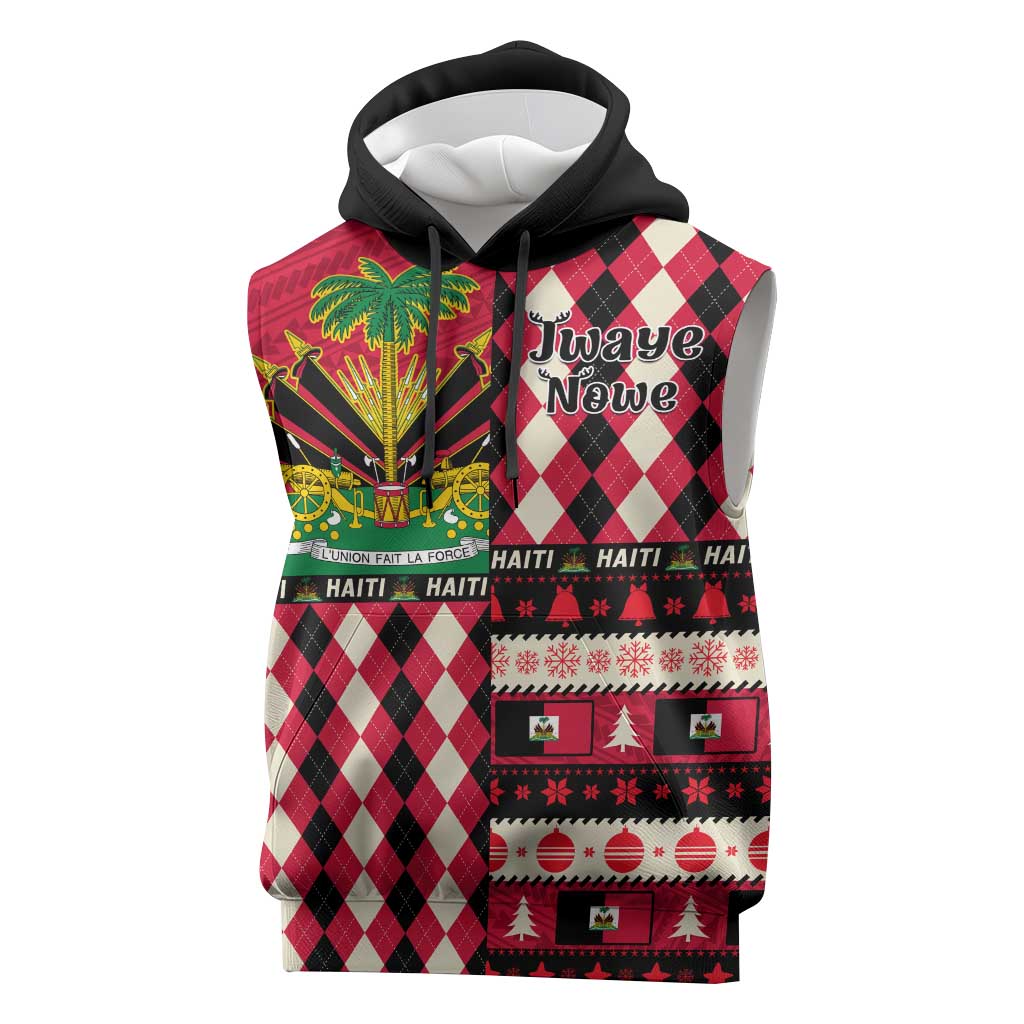 Afro Haiti 1964 Christmas Sleeveless Hoodie Jwaye Nowe Neg Marron With Coat Of Arms - African Pride