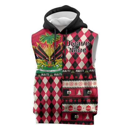 Afro Haiti 1964 Christmas Sleeveless Hoodie Jwaye Nowe Neg Marron With Coat Of Arms - African Pride