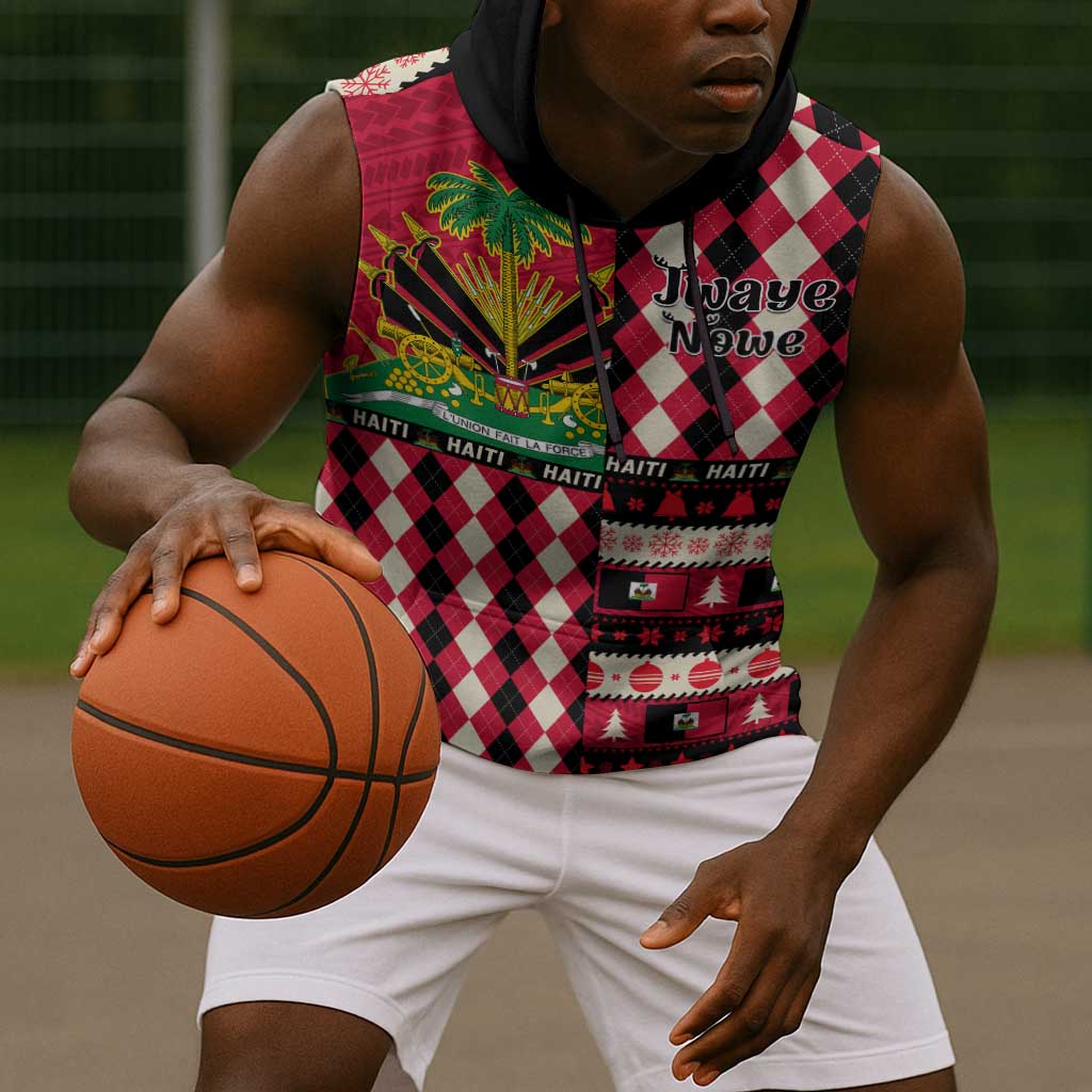Afro Haiti 1964 Christmas Sleeveless Hoodie Jwaye Nowe Neg Marron With Coat Of Arms - African Pride