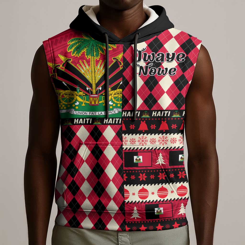 Afro Haiti 1964 Christmas Sleeveless Hoodie Jwaye Nowe Neg Marron With Coat Of Arms - African Pride