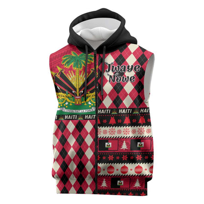 Afro Haiti 1964 Christmas Sleeveless Zip Hoodie Jwaye Nowe Neg Marron With Coat Of Arms - African Pride