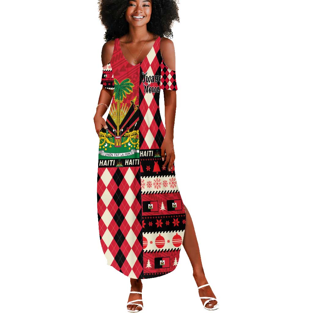 Afro Haiti 1964 Christmas Summer Maxi Dress Jwaye Nowe Neg Marron With Coat Of Arms - African Pride