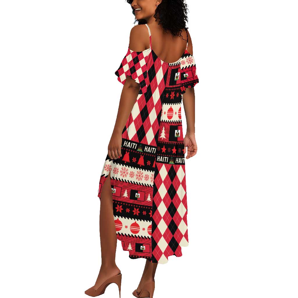 Afro Haiti 1964 Christmas Summer Maxi Dress Jwaye Nowe Neg Marron With Coat Of Arms - African Pride