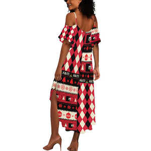 Afro Haiti 1964 Christmas Summer Maxi Dress Jwaye Nowe Neg Marron With Coat Of Arms - African Pride